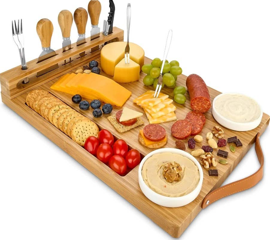 Bamboo Charcuterie Board - Exquisite Cheese Board and Knife