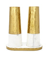 Marble and Gold Salt & Pepper Shaker  Set on Tray, 8"