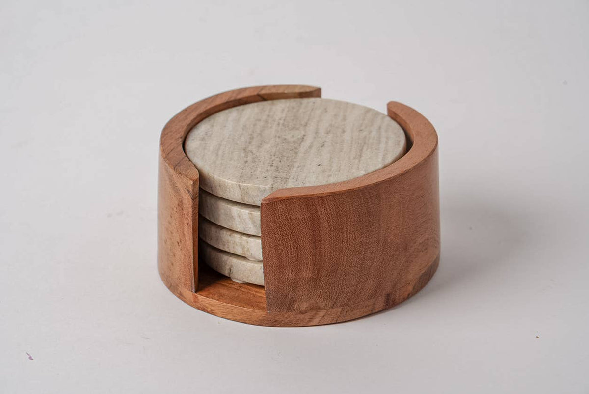 Marble Coasters - Set of 4 - Tan