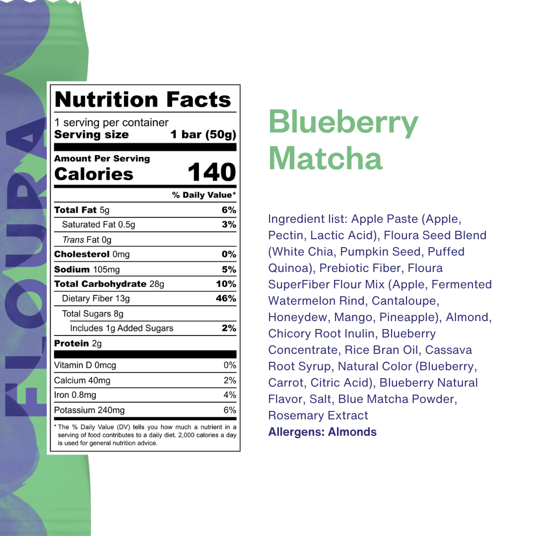 Blueberry Matcha Floura FiberCrush Bar [10 Pack]