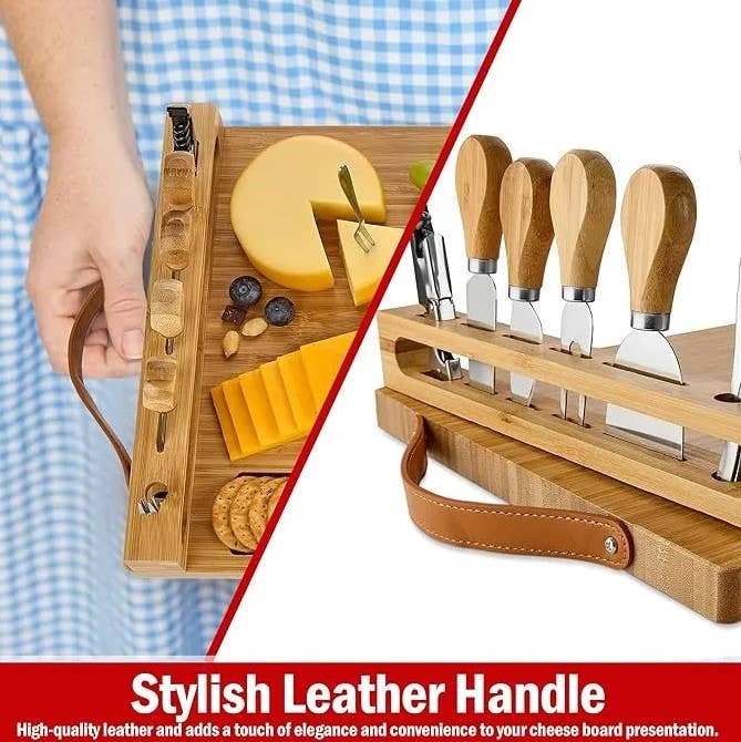 Bamboo Charcuterie Board - Exquisite Cheese Board and Knife