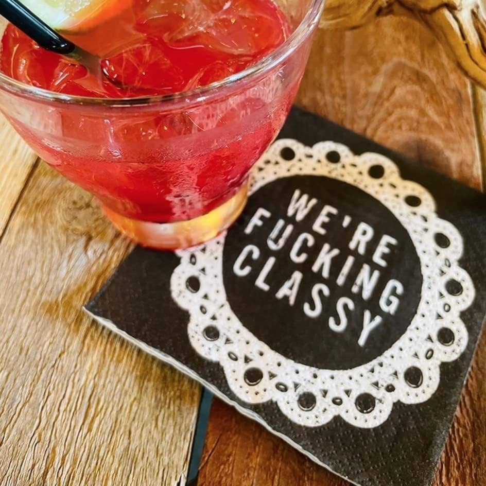 Twisted Wares Funny Napkins “WE'RE F'CKING CLASSY” – 20 Pack