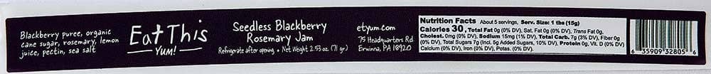 Seedless Blackberry Rosemary Jam : 7 OZ