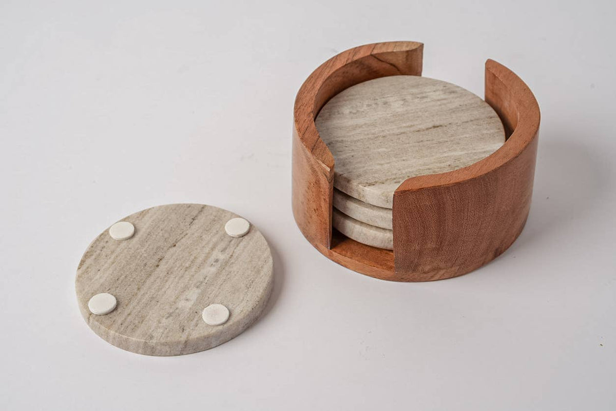 Marble Coasters - Set of 4 - Tan