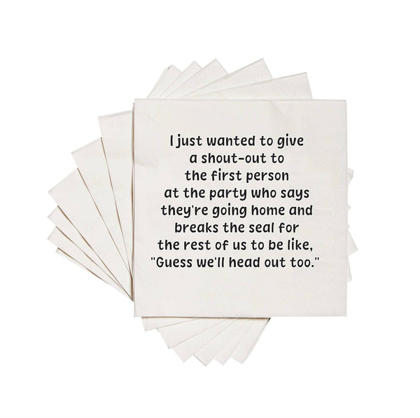 First person at the party who says