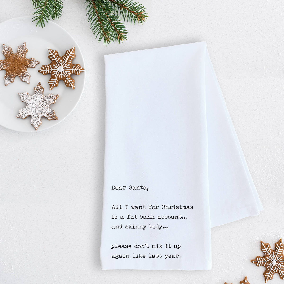 Fat Bank Account - Tea Towel - Christmas Décor: RED