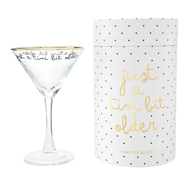 Gold Foil Martini Glass - Just a Tini Bit Older: 5.5 oz, 6.25" H