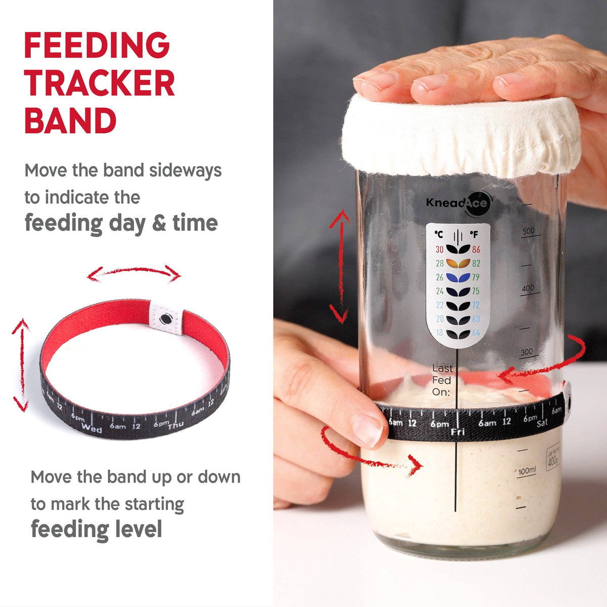 KneadAce Sourdough Kit: 24oz Jar, 2x Bannetons, Bread Lame