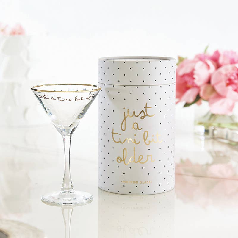 Gold Foil Martini Glass - Just a Tini Bit Older: 5.5 oz, 6.25" H
