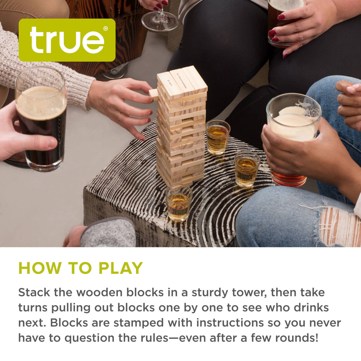 Stack Block Stacking Party Drinking Game w/ Shot Glasses