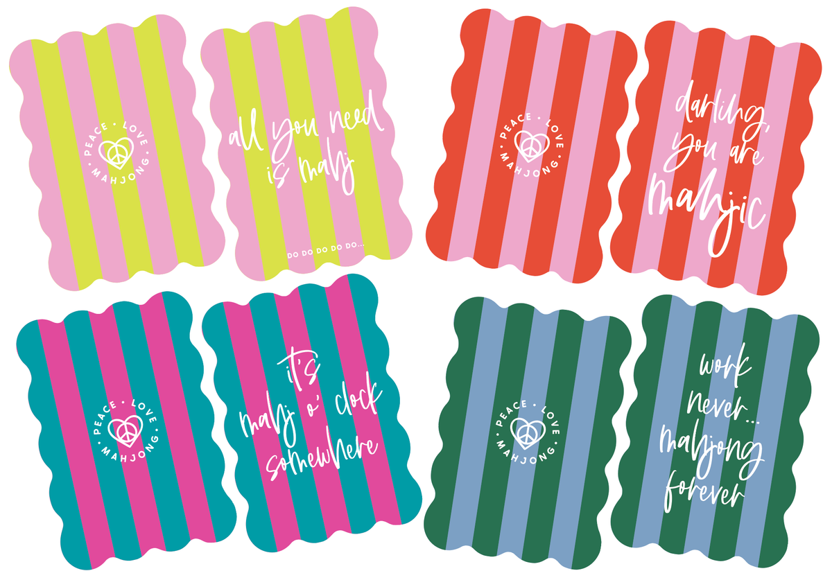 Stripes Mahjong Tile Shufflers (Set of 2): Dark Green & Blue Stripes - work never... mahjong forever
