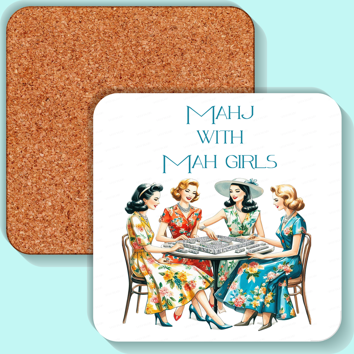 Coaster, Sassy Girl, Mahjong, Mahjong with mah girls