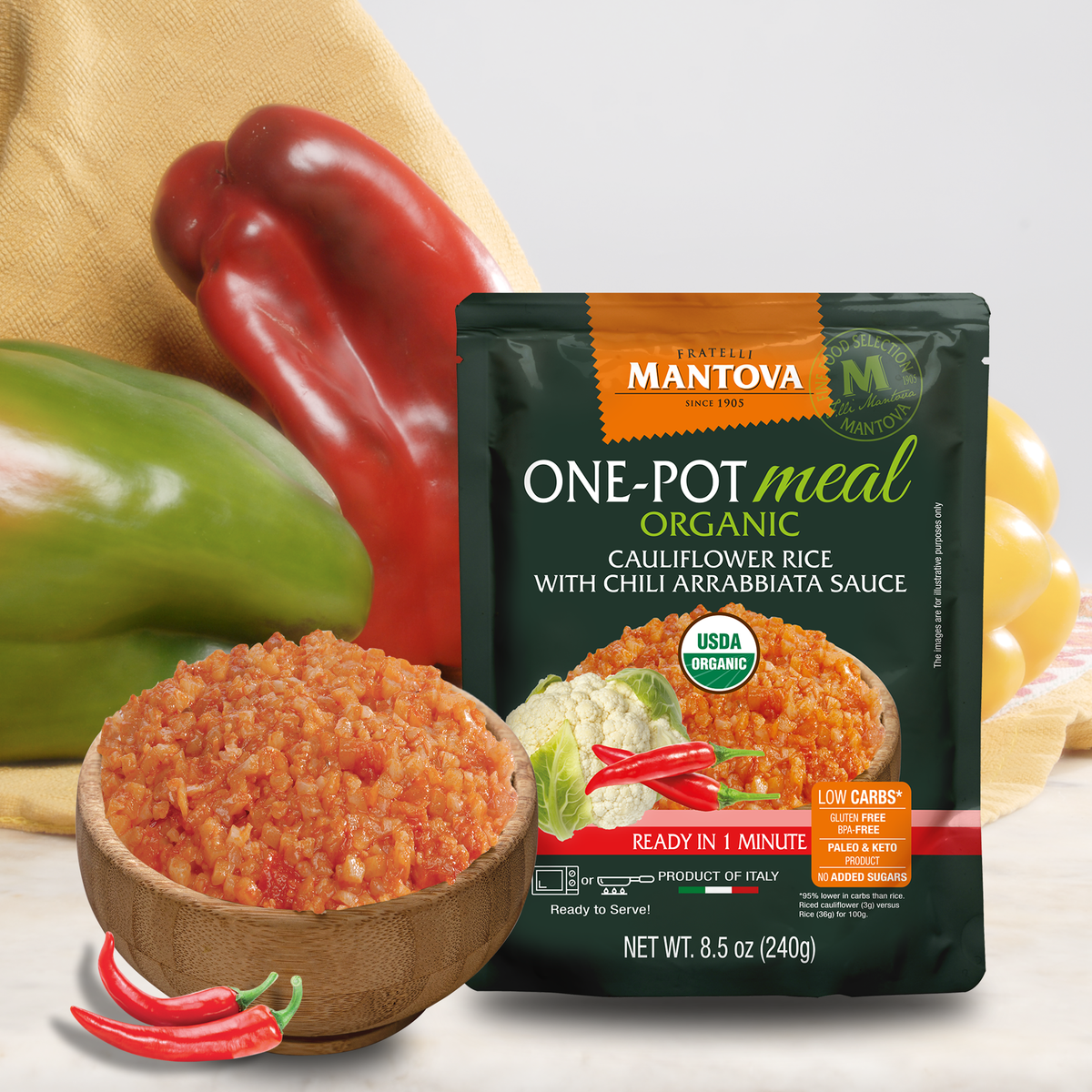 Mantova Organic Spicy Arrabbiata Cauliflower Rice, 8.5 oz