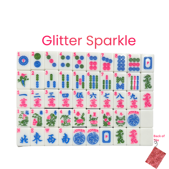Glitter Sparkle - Mahjong Tiles – American Mahjong Tile Set (166 Tiles) Pink: Glitter Sparkle Tile Set with 166 Tiles Dice Box