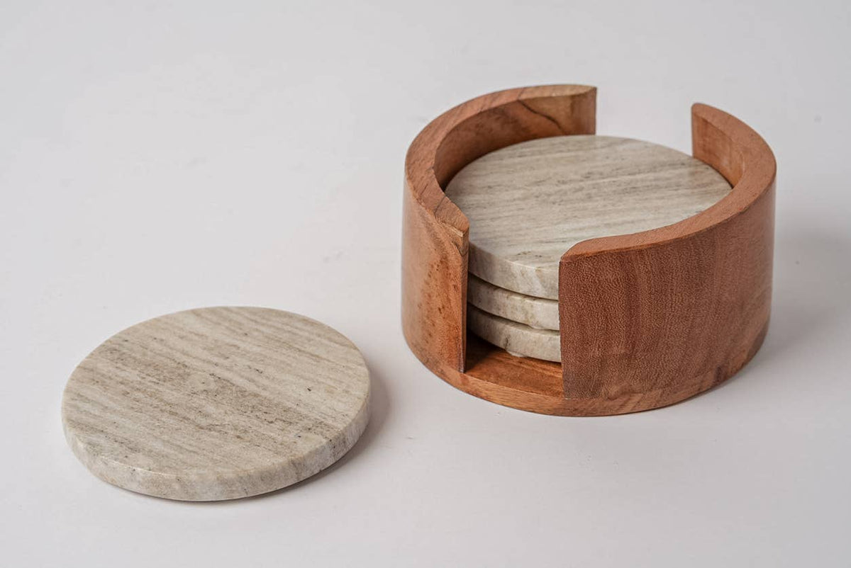Marble Coasters - Set of 4 - Tan