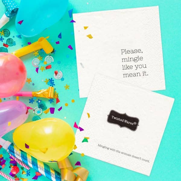 Twisted Wares - Funny Napkins 5"X5" 20 Pack (PLEASE MINGLE)