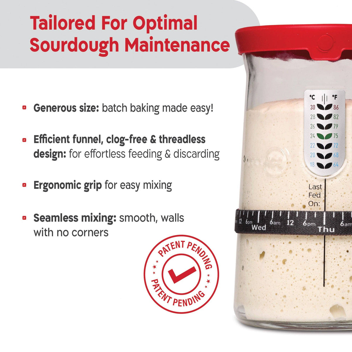 KneadAce® PRO  34 Oz Sourdough Starter Jar: Single Pack