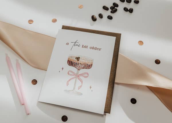 Tini Bit Older Espresso Birthday Card — Rhinestone & Glitter