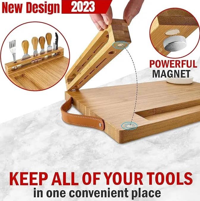 Bamboo Charcuterie Board - Exquisite Cheese Board and Knife