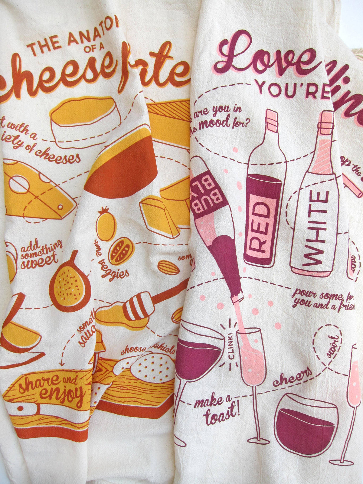 PERFECT PAIRING (Wine, Cheese) - Tea Towel Set of 2