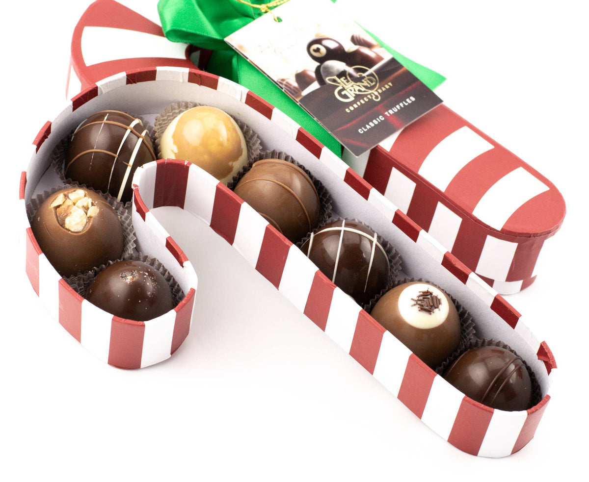 Winter / Holiday Christmas 8-Piece Truffle Candy Cane Boxes: Christmas 8-Piece