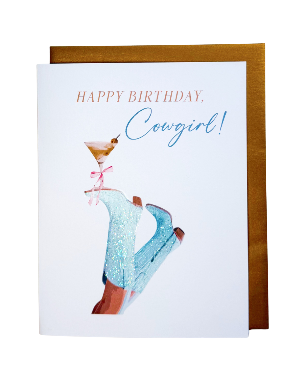 "Giddy Up, Gorgeous" Cowgirl Birthday Card — Glitter
