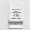 BB-D-65 White Kitchen Towel "Did you know that 2 or 3...": White - Black Lined Trim