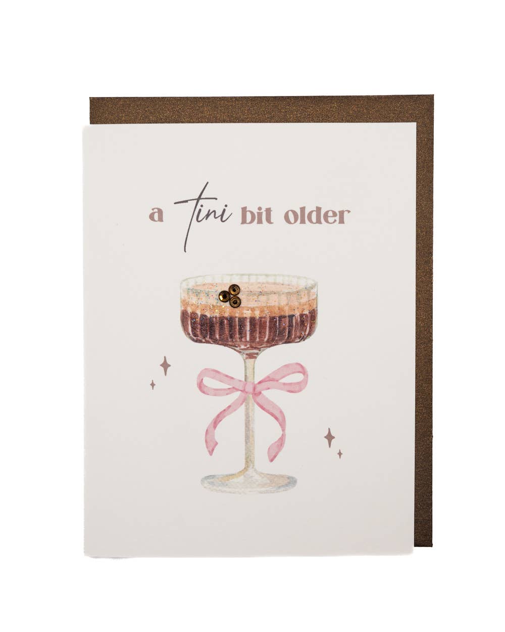 Tini Bit Older Espresso Birthday Card — Rhinestone & Glitter
