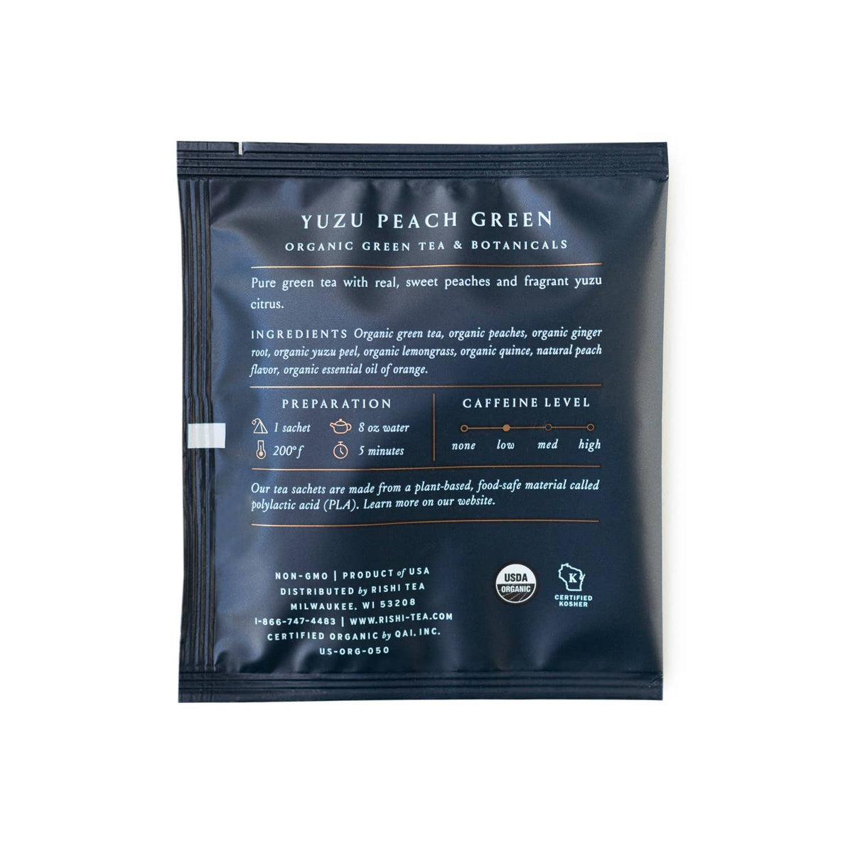 Yuzu Peach Green Organic Green Tea Sachets (Foodservice)