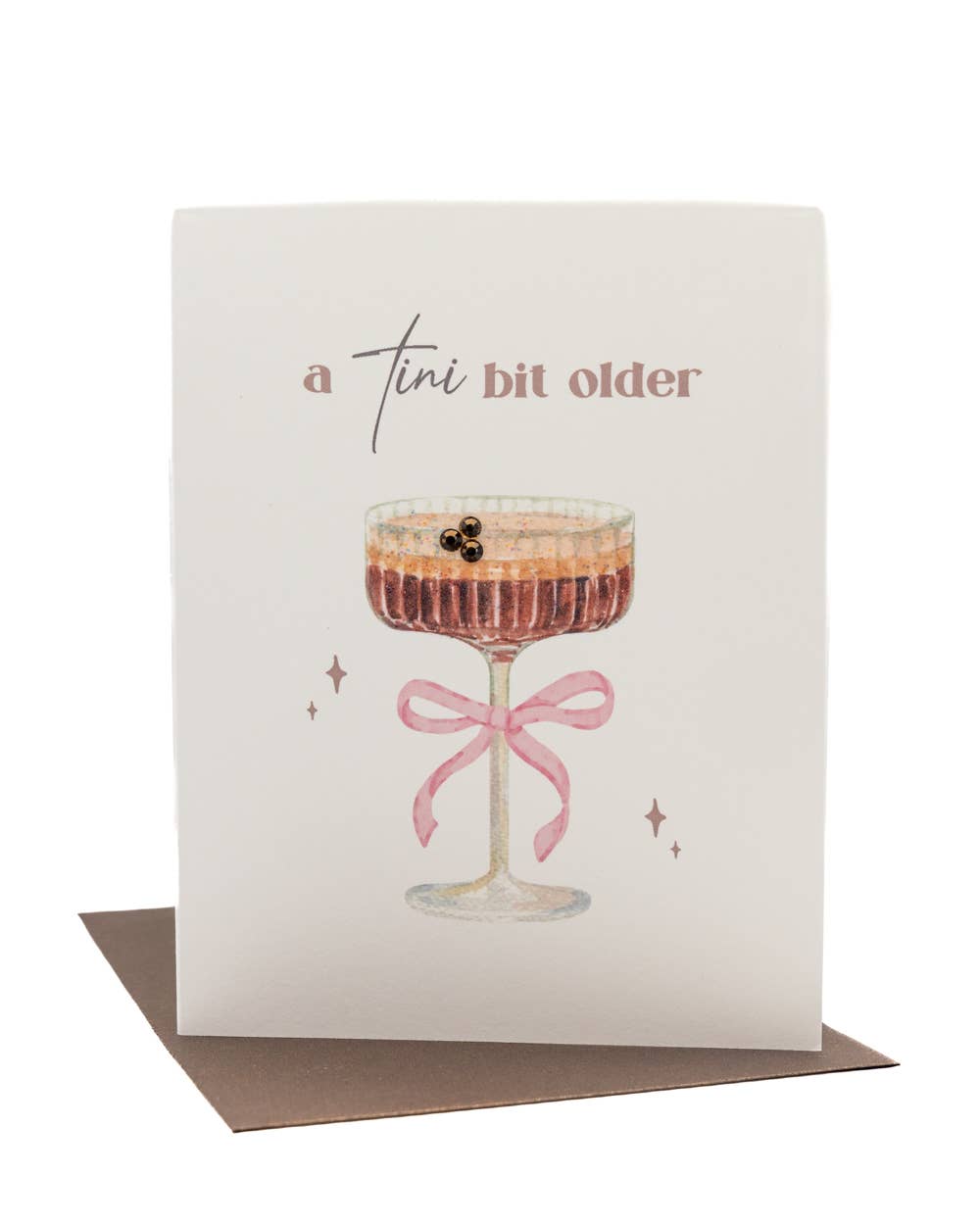 Tini Bit Older Espresso Birthday Card — Rhinestone & Glitter
