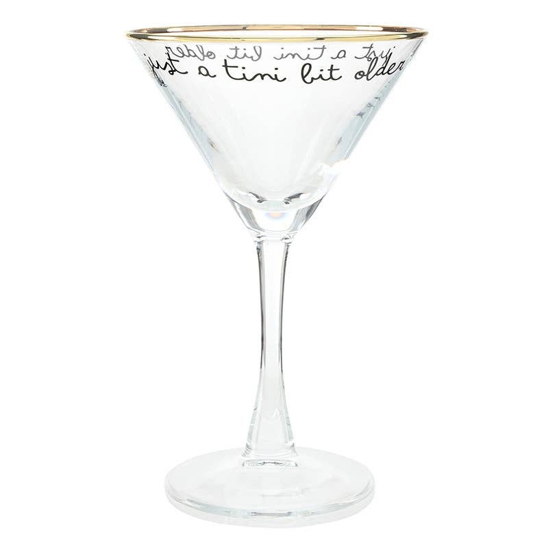 Gold Foil Martini Glass - Just a Tini Bit Older: 5.5 oz, 6.25" H