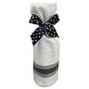 BB-A-109 White Kitchen Towel "Apparently wine is not...": WHITE - BLACK LINED TRIM