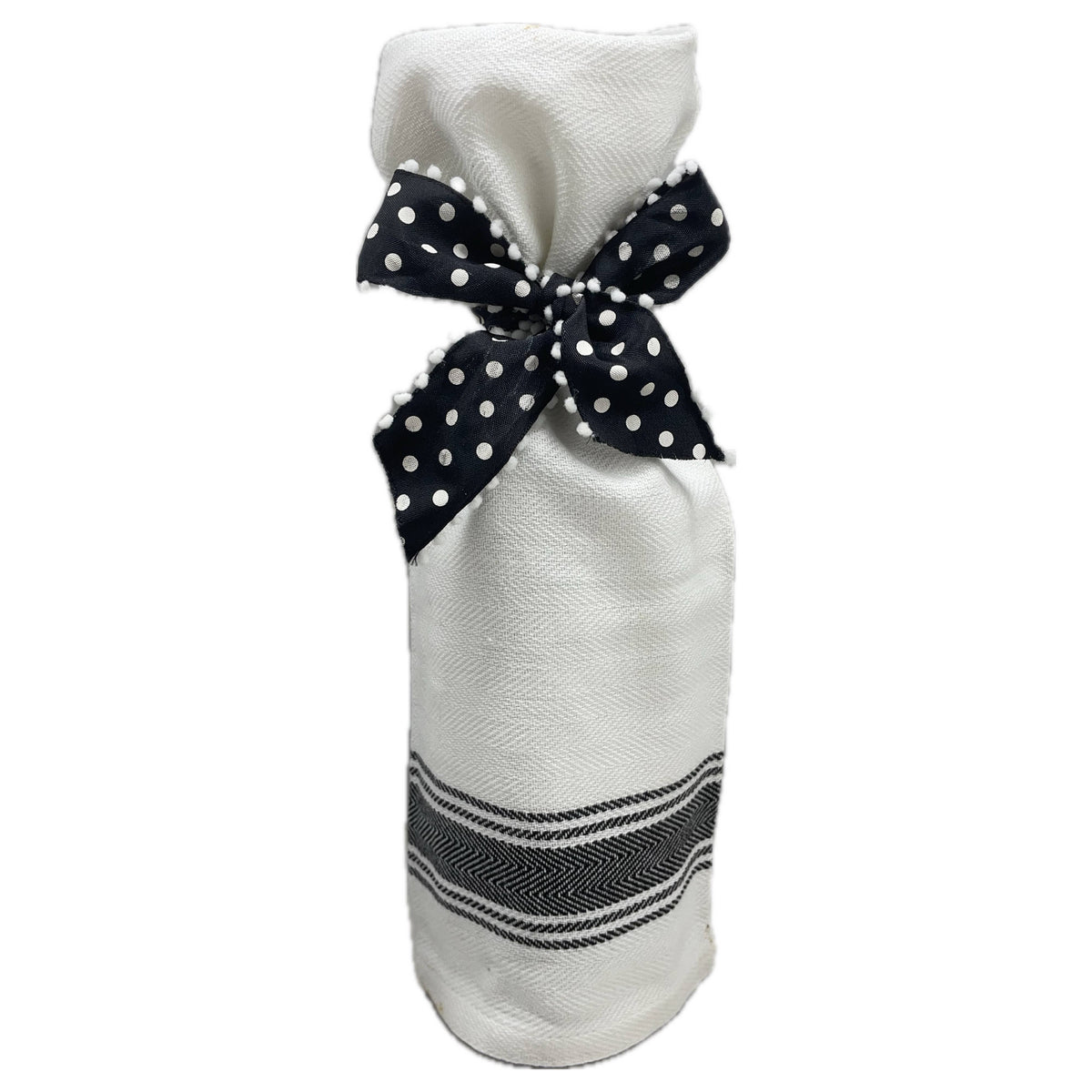 BB-A-07 White Kitchen Towel "A Great Fisherman...": WHITE - BLACK LINED TRIM