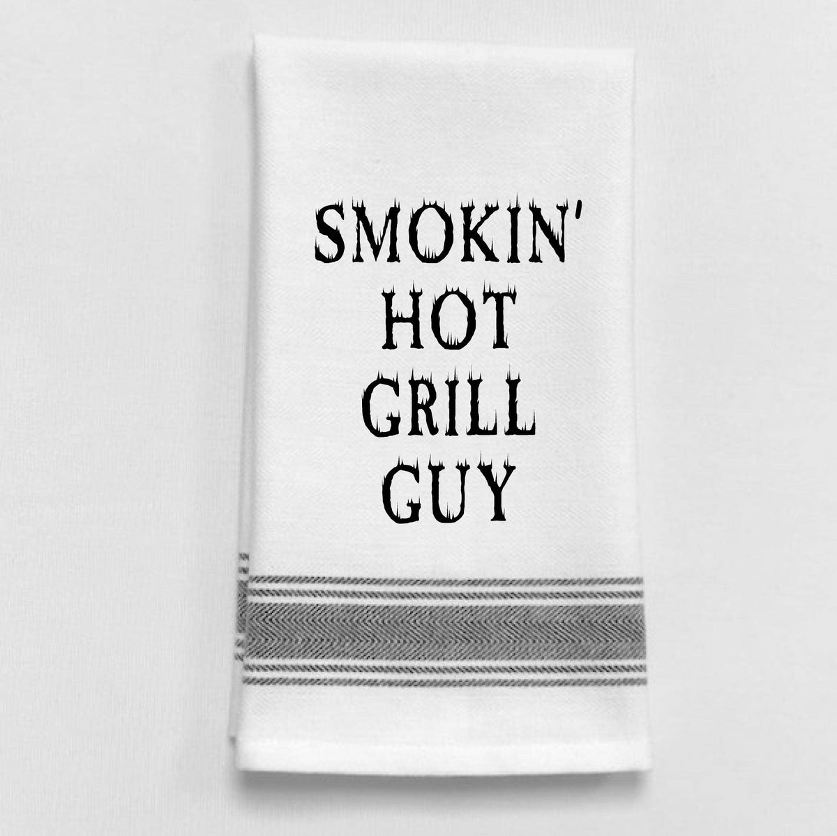 BB-S-49  Smokin' hot grill guy: White - Black Lined Trim