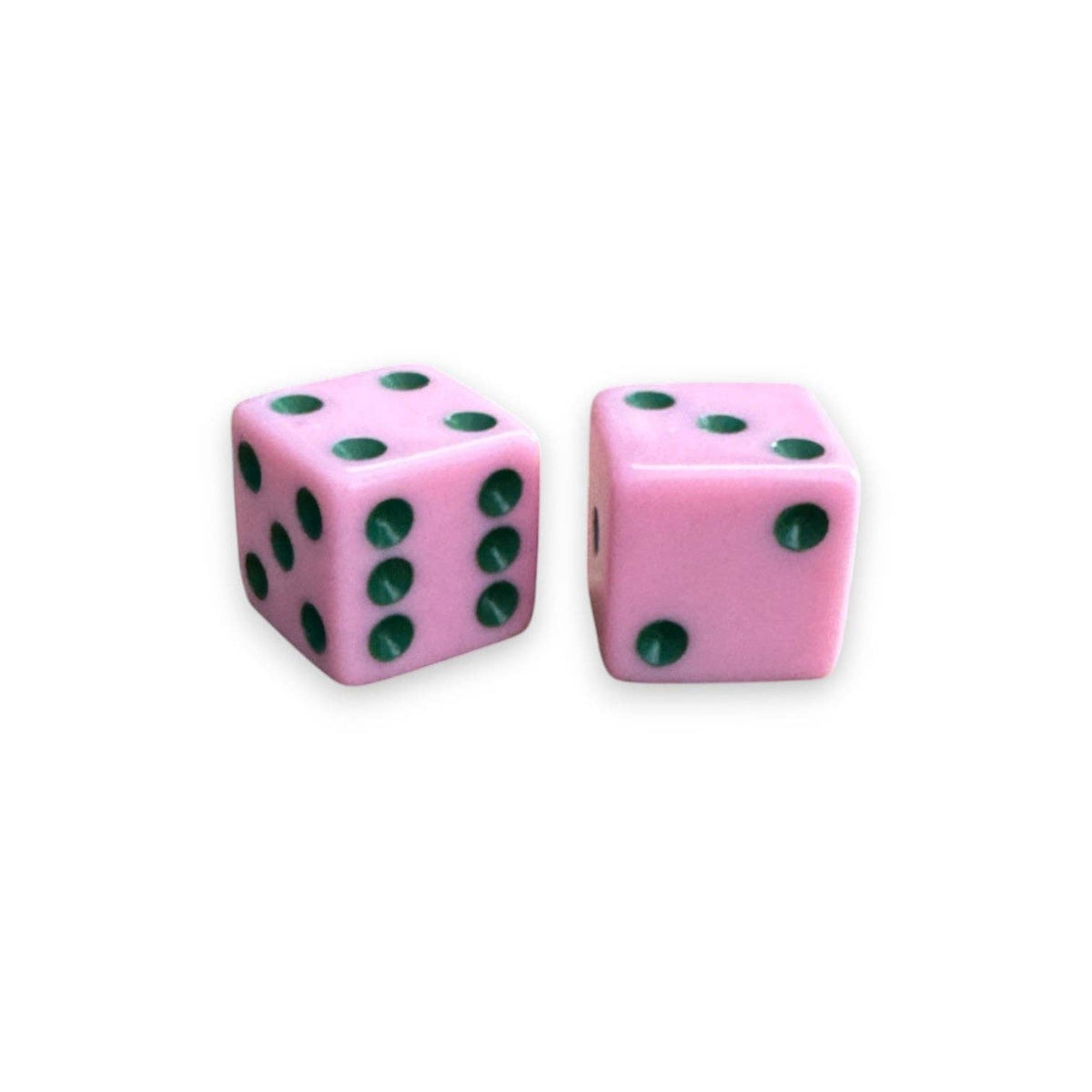 Dice (set of 2): Light Pink with Dark Green