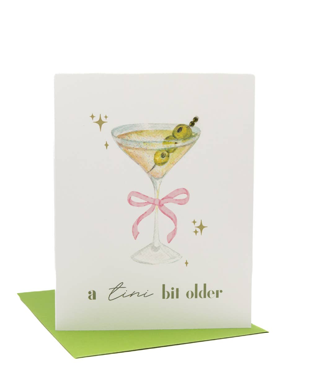Tini Bit Older Olive Martini Birthday Card - Rhinestones