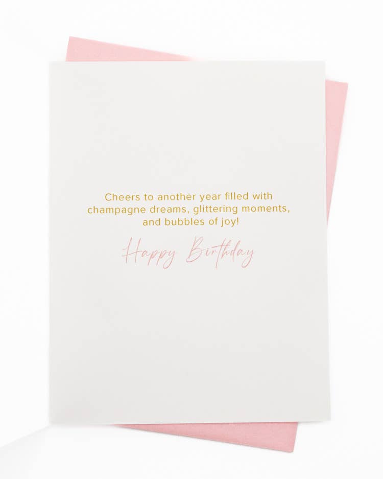 'Pop the Bubbly' Birthday Card — Champagne & Rhinestone