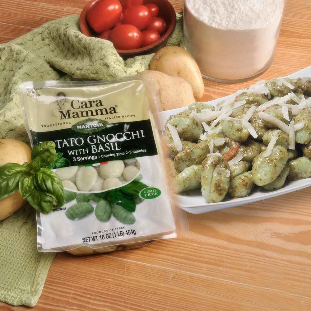 Mantova Cara Mamma Potato Gnocchi with Basil, 1 lb.