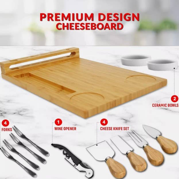 Bamboo Charcuterie Board - Exquisite Cheese Board and Knife