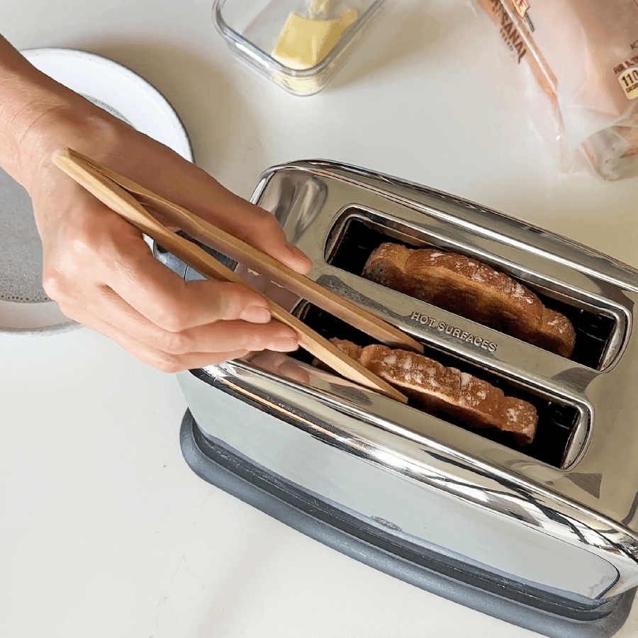 Bamboo Toast Tongs Bucket /30