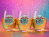 Mahjong Jeweled Stemless Wine Glass