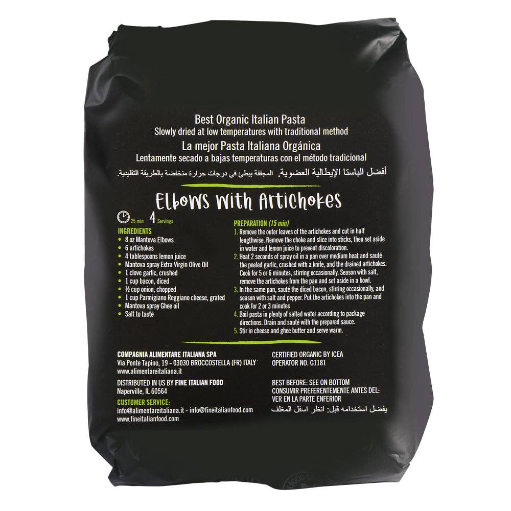 Mantova Organic Elbow Pasta, 1 lb.: 1 pack