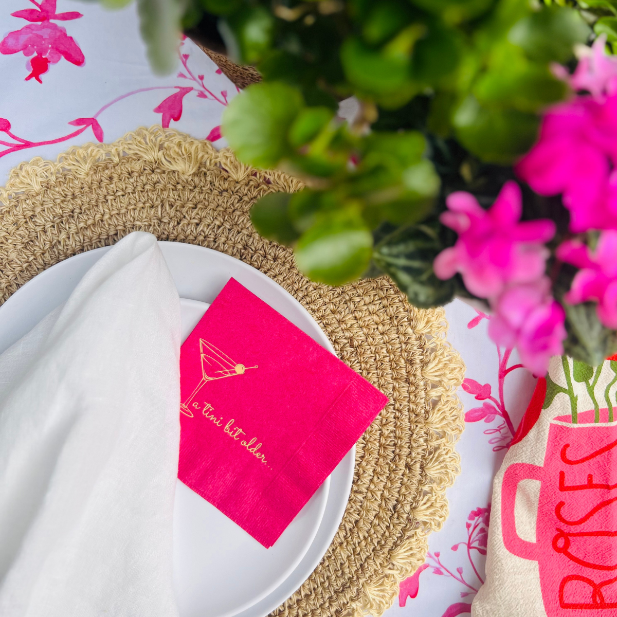 A Tini Bit Older Birthday Cocktail Paper Napkin, Pink