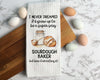 Funny Sourdough Dish Towel Waffle Weave Kitchen Bread Baking: Transparent Cellophane Sleeve with Hanger Flap