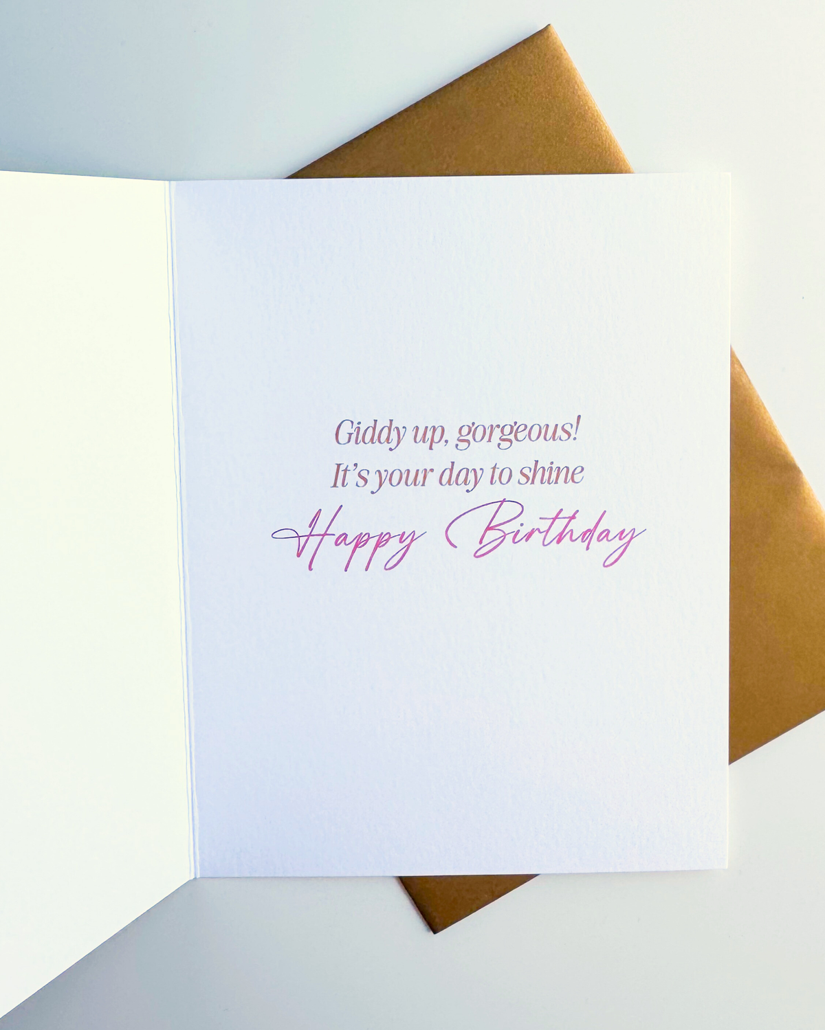 "Giddy Up, Gorgeous" Cowgirl Birthday Card — Glitter