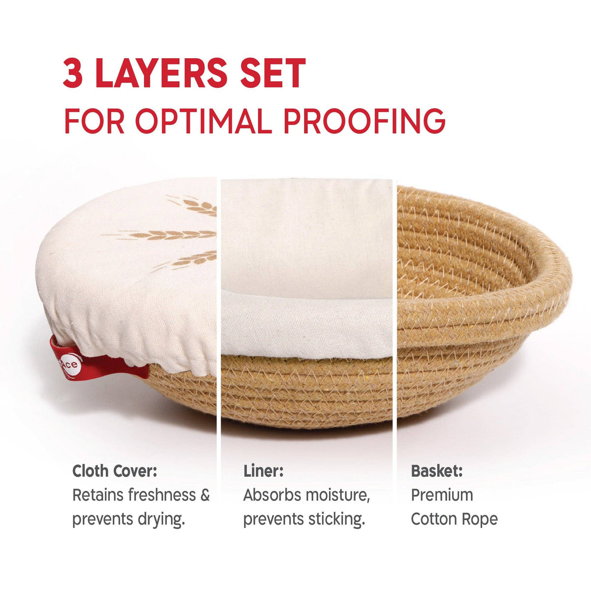 Round Cotton Rope Proofing Baskets Set