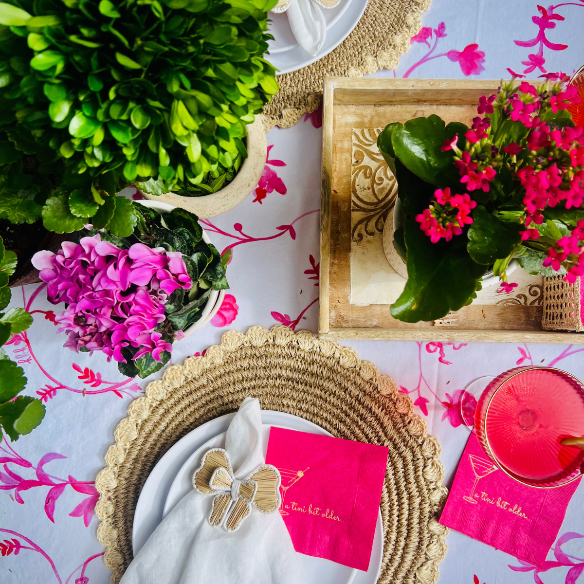 A Tini Bit Older Birthday Cocktail Paper Napkin, Pink