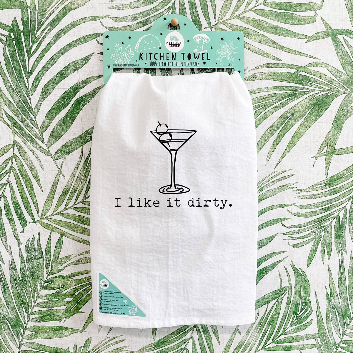 I Like It Dirty - Dish Towels - White or Gray - Martini, Gin: White