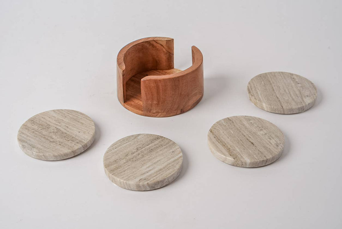 Marble Coasters - Set of 4 - Tan