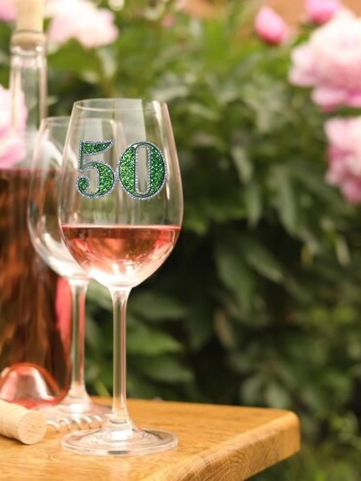50th Birthday Jeweled Stemmed Wine Glass